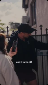 Video by Sydney Electrician | M&J Electrical Works on July 28, 2026. May be an image of one or more people, beard, people kissing, phone and text that says 'and it turns anditturnsoff off'.