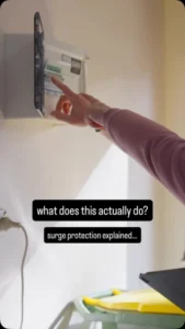 Video by Sydney Electrician | M&J Electrical Works on August 18, 2026. May be an image of water heater, thermostat, socket, air conditioner, timer and text that says 'what does whatdoesthisactuallydo? this actually do? surge protection explained...'.